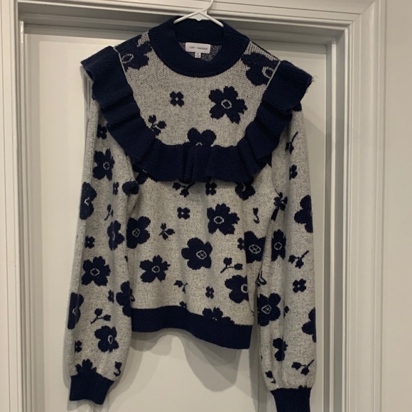 Lost + Wander Sweaters - Lost + Wander Navy and Gray Floral Sweater M/L. NWOT